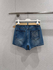 Embroidered and Rhinestone Denim Shorts