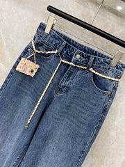 Diamond Pattern Wide-Leg Jeans