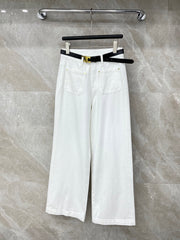 Creamy White Retro Wide-Leg Pants