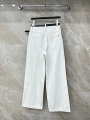 Creamy White Retro Wide-Leg Pants
