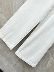 Creamy White Retro Wide-Leg Pants