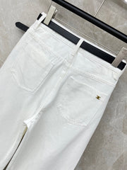 Creamy White Retro Wide-Leg Pants