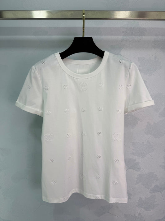 White embroidered T-shirt
