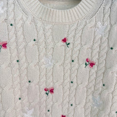 Rose Embroidered Knit Short-Sleeve