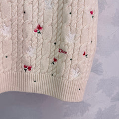 Rose Embroidered Knit Short-Sleeve