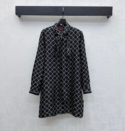 Ribbon-front shirt dress