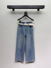 Rhinestone Embroidery Stretch Jeans