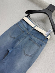 Rhinestone Embroidery Stretch Jeans