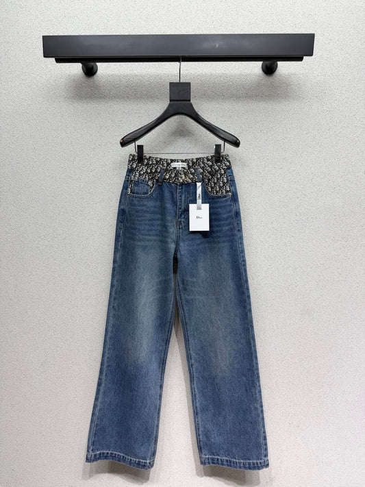 Classic print straight-leg jeans