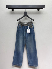 Classic print straight-leg jeans
