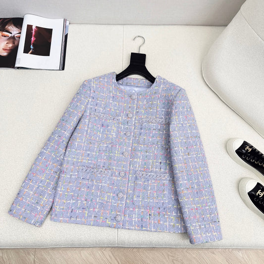 Woven Tweed Four-Pocket Decorated Coat