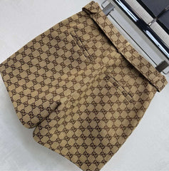 Jacquard belted shorts