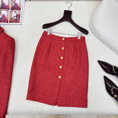 Elegant Tweed Belt-Waist Coat