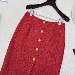 Elegant Tweed Belt-Waist Coat