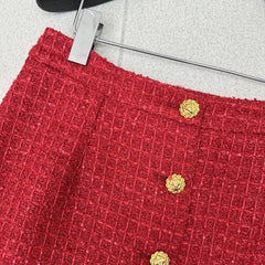 Elegant Tweed Belt-Waist Coat