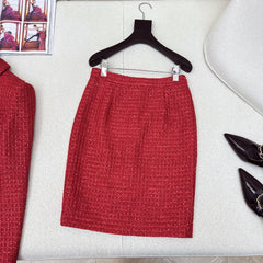 Elegant Tweed Belt-Waist Coat