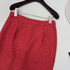 Elegant Tweed Belt-Waist Coat