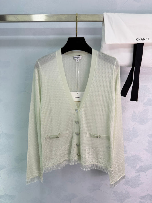 Light green knitted cardigan