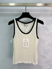 Black and white color-blocked knit vest