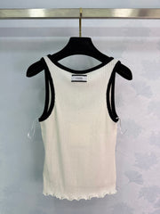 Black and white color-blocked knit vest