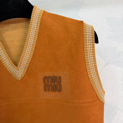 Suede V-neck Vest