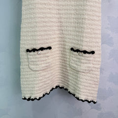 Color-blocked woven round neck knit vest dress