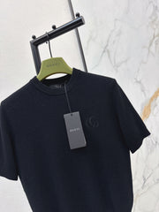 Embroidered Crew Neck Short-Sleeve Sweater