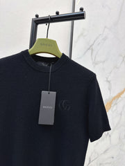 Embroidered Crew Neck Short-Sleeve Sweater