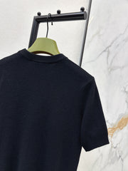 Embroidered Crew Neck Short-Sleeve Sweater