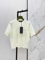 Embroidered Crew Neck Short-Sleeve Sweater