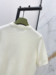 Embroidered Crew Neck Short-Sleeve Sweater