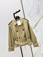 Short trench coat with bee embroidery