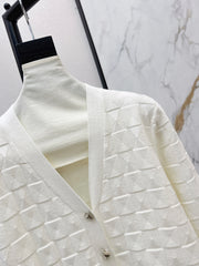 Contrast-color knit cardigan