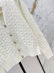Contrast-color knit cardigan