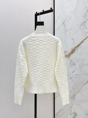 Contrast-color knit cardigan