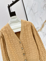 Contrast-color knit cardigan