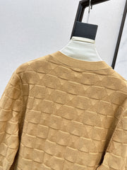 Contrast-color knit cardigan
