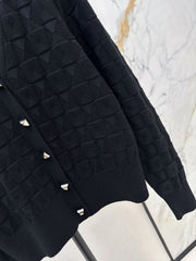 Contrast-color knit cardigan