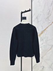 Contrast-color knit cardigan