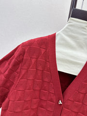 Contrast-color knit cardigan