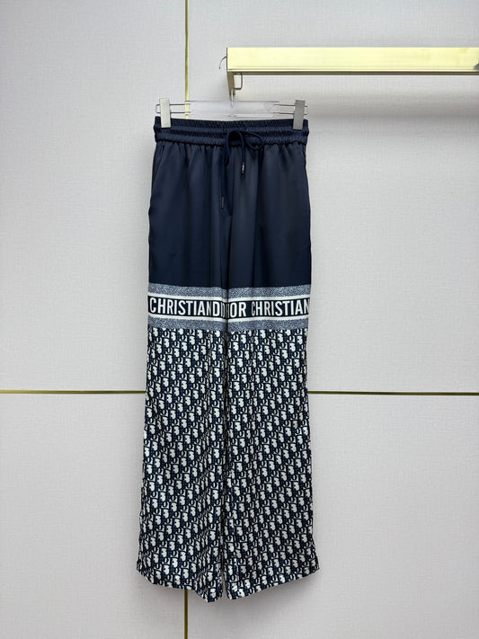 Printed color-blocked pants