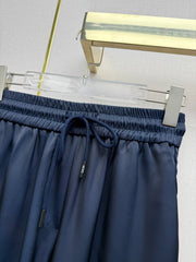 Printed color-blocked pants