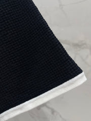 Color-blocked, openwork crew neck short-sleeved top