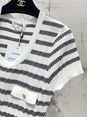 Striped, fitted, waist-cinching short pencil skirt