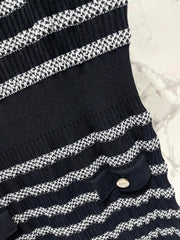 Striped, fitted, waist-cinching short pencil skirt