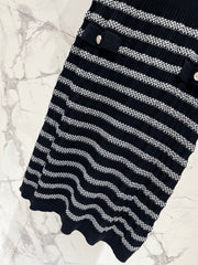 Striped, fitted, waist-cinching short pencil skirt