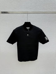 Stylish Logo Knit Short-Sleeve T-Shirt