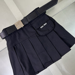 Navy-style shirt + pleated skirt