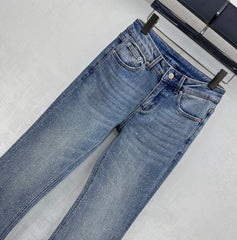Embroidered Letter Straight-Leg Jeans