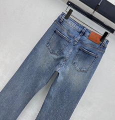 Embroidered Letter Straight-Leg Jeans